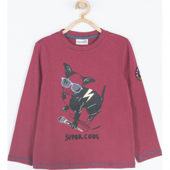 Koszulka. Czerwone t-shirty chłopięce marki ROCK U, z aplikacjami, z długim rękawem. Za 24,90 zł.