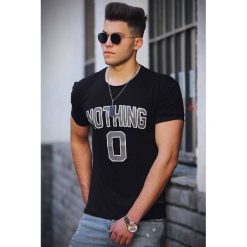 Męski t-shirt NOTHING BLACK. Czarne t-shirty męskie IVET, m, bez wzorów, klasyczne, z klasycznym kołnierzykiem. W wyprzedaży za 39,00 zł.