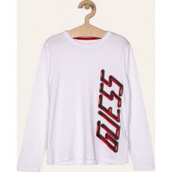 Guess Jeans - Longsleeve dziecięcy 118-175 cm. Czarne t-shirty chłopięce Guess Jeans, z nadrukiem, z bawełny, z długim rękawem. Za 89,90 zł.