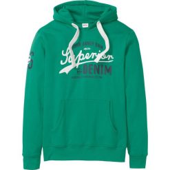 Bluza z kapturem bonprix zielony. Zielone bluzy męskie bonprix, s, bez wzorów, z kapturem, bez rękawów, z kapturem. Za 79,99 zł.