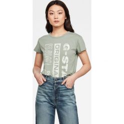 G-Star Raw - T-shirt. Żółte bluzki damskie G-Star RAW, s, z nadrukiem, z bawełny, retro, z okrągłym kołnierzem, z krótkim rękawem. Za 139,90 zł.