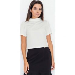 Ecru Krótka Bluzka z Półgolfem. Bluzki damskie Molly.pl, s, bez wzorów, z tkaniny, eleganckie, bez kołnierzyka, z krótkim rękawem. Za 119,90 zł.