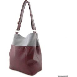 FRIDA - torba worek - burgund i szara plecionka. Czerwone torebki klasyczne damskie Pakamera, z tkaniny, duże. Za 148,00 zł.