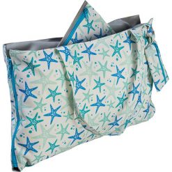 Shopper bag damskie: Torba wielofunkcyjna w kolorze niebiesko-zielonym – 50 x 30 cm