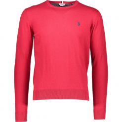 Sweter w kolorze czerwonym. Czerwone swetry klasyczne męskie marki U.S. Polo Assn., m, z haftami, z kaszmiru, z okrągłym kołnierzem. W wyprzedaży za 217,95 zł.