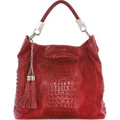 Shopper bag damskie: Skórzana torebka w kolorze czerwonym – 40 x 36 x 16 cm