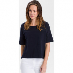Koszulka w kolorze granatowym. Niebieskie t-shirty damskie marki Cross Jeans, s, z bawełny, z okrągłym kołnierzem. W wyprzedaży za 45,95 zł.