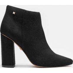 Czarne botki damskie. Czarne botki damskie na zamek marki Kazar, ze skóry, eleganckie, na wysokim obcasie, na zamek. Za 499,00 zł.