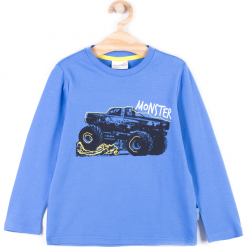 Koszulka. Niebieskie t-shirty chłopięce z długim rękawem TRUCK, z bawełny. Za 29,90 zł.