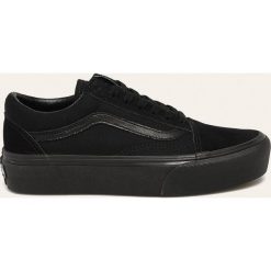 Vans - Tenisówki. Czarne trampki i tenisówki damskie Vans, bez wzorów, ze skóry, na sznurówki. Za 369,90 zł.