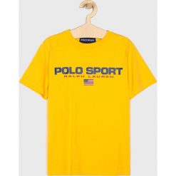 Polo Ralph Lauren - T-shirt dziecięcy 134-176 cm. Żółte t-shirty chłopięce Polo Ralph Lauren, z nadrukiem, z bawełny, bez rękawów. W wyprzedaży za 99,90 zł.
