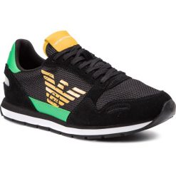 Sneakersy EMPORIO ARMANI - X4X215 XL693 D791 Black/Black/Green. Czarne sneakersy męskie marki Emporio Armani, na co dzień, bez wzorów, z zamszu, eleganckie, bez zapięcia. Za 719,00 zł.