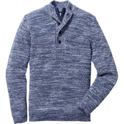 Golfy męskie: Sweter z plisą guzikową Regular Fit bonprix indygo wzorzysty