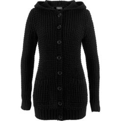 Sweter rozpinany z kapturem bonprix czarny. Czarne swetry rozpinane damskie bonprix. Za 99,99 zł.