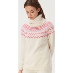 Sweter z golfem - Kremowy. Białe swetry damskie Sinsay, xl, bez wzorów, bez rękawów, bez kaptura. Za 59,99 zł.