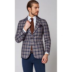 Marynarka w Kratę Cape Town. Brązowe marynarki męskie LANCERTO, na lato, m, bez wzorów, z bawełny, eleganckie. W wyprzedaży za 249,90 zł.