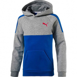 Bluza w kolorze szaro-niebieskim. Niebieskie bluzy chłopięce z nadrukiem Puma. W wyprzedaży za 113,95 zł.
