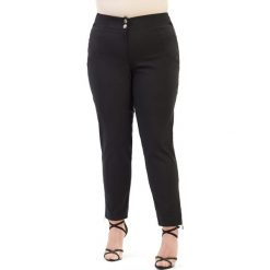Eleganckie czarne spodnie chinosy XXL OVERSIZE LATO. Czarne spodnie damskie Moda Size Plus Iwanek, s, bez wzorów, z bawełny, eleganckie. Za 119,90 zł.