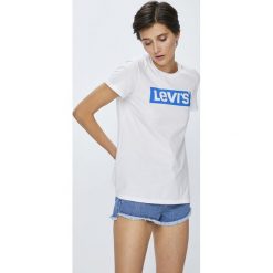 Levi's - Top. Brązowe topy damskie marki Levi's®, l, z nadrukiem, z bawełny, z okrągłym kołnierzem. Za 99,90 zł.