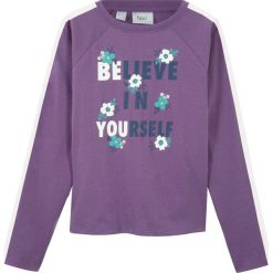 Shirt z długim rękawem bonprix ultrafioletowy. Fioletowe bluzki dziewczęce bonprix, w paski, z bawełny, z okrągłym kołnierzem, z długim rękawem, długie, bez kaptura. Za 29,99 zł.