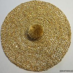 Unikatowy beret z pomponem. Żółte berety damskie Pakamera, bez wzorów. Za 200,00 zł.