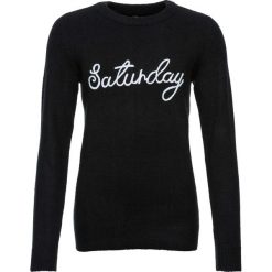 Sweter dzianinowy z aplikacją bonprix czarny. Czarne swetry damskie marki bonprix, z aplikacjami, z dzianiny, bez rękawów, bez kaptura. Za 74,99 zł.
