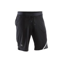 Spodenki do biegania dłuższe RUN DRY+ BREATHE męskie. Czarne spodenki i szorty męskie marki WED'ZE, m, z materiału. W wyprzedaży za 59,99 zł.