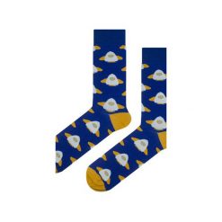 Skarpety niebieskie w rakiety EM. Niebieskie skarpetki męskie Em men's accessories, bez wzorów. Za 29,99 zł.