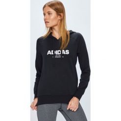 Adidas Performance - Bluza. Czarne bluzy damskie z kieszeniami marki adidas Performance, s, z nadrukiem, z bawełny, z kapturem. W wyprzedaży za 189,90 zł.