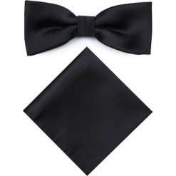Mucha z poszetką MUC0000041. Czarne muszki męskie Giacomo Conti, bez wzorów, z satyny, eleganckie. Za 69,00 zł.