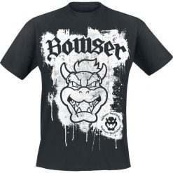 Super Mario King Bowser T-Shirt czarny. Białe t-shirty męskie z nadrukiem marki KALENJI, m, z elastanu, z dekoltem na plecach. Za 79,90 zł.