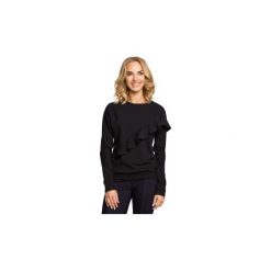 Bluzy Moe M331 Bluza z falbanką. Czarne bluzy damskie Moe, s, bez wzorów, bez rękawów, bez kaptura. Za 99,00 zł.