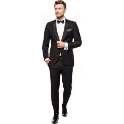 Garnitur godwin 313 czarny slim fit. Czarne garnitury męskie marki Recman, bez wzorów. Za 1299,00 zł.