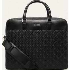 Guess Jeans - Torba na laptopa. Czarne torby męskie skórzane Guess Jeans, w paski, z jeansu. Za 699,90 zł.
