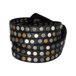 BRANSOLETKA SKÓRZANA Black Leather. Czarne bransoletki męskie Moderntime, ze stali. Za 79,00 zł.