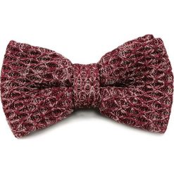 Bordowa Dziergana Mucha Męska - ALTIES - Melanż, Bez Poszetki MUALTS0352. Czerwone muszki męskie Alties, na imprezę, w paski, dziergany, eleganckie. Za 40,00 zł.