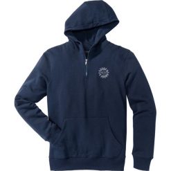 Sweter z zamkiem bonprix ciemnoniebiesko-biało-szary wzorzysty. Niebieskie swetry damskie bonprix, z aplikacjami, z żakardem, bez rękawów, bez kaptura. Za 109,99 zł.