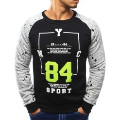 Bluzy męskie: Bluza męska bez kaptura z nadrukiem czarna (bx3065)