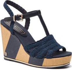 Espadryle TOMMY HILFIGER - Printed Wedge Sandal FW0FW03934 Midnight 403. Niebieskie espadryle damskie TOMMY HILFIGER, bez wzorów, ze skóry, bez obcasa, na obcasie. W wyprzedaży za 259,00 zł.