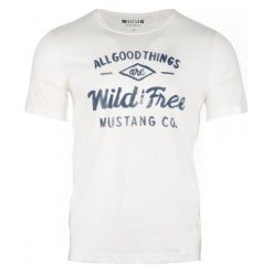 T-shirty męskie: Mustang T-Shirt Męski Printed Xl Kremowy