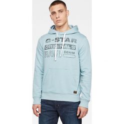 G-Star Raw - Bluza. Niebieskie bluzy męskie G-Star RAW, s, z nadrukiem, z bawełny, retro, z kapturem, bez rękawów, z kapturem. Za 419,90 zł.