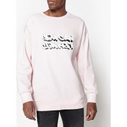 Bluza oversize z okrągłym dekoltem i napisem. Różowe bluzy męskie rozpinane marki La Redoute Collections, s, z napisami, z bawełny, z długim rękawem, długie. Za 102,86 zł.