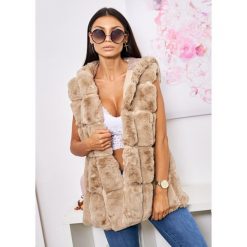 Kamizelka La Furs Kaptur Premium Kolor Brąz S/M. Czarne kamizelki damskie LIGARI, s, w paski, z bawełny, bez kaptura. Za 199,00 zł.