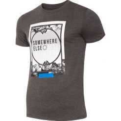 T-shirt męski TSM011 - ciemny szary melanż. Szare koszulki męskie marki 4f, na lato, m, z nadrukiem, z bawełny, bez kołnierzyka, krótkie. W wyprzedaży za 44,99 zł.