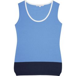 Top "Coralie" w kolorze błękitno-czarnym. Niebieskie bluzki damskie Ateliers de la maille Paris, bez wzorów, z bawełny, z okrągłym kołnierzem. W wyprzedaży za 128,95 zł.