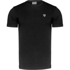T-shirt EA7 EMPORIO ARMANI. Czarne t-shirty męskie EA7 Emporio Armani, z aplikacjami, z bawełny, z okrągłym kołnierzem. Za 300,00 zł.