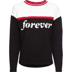 Bluza dresowa bonprix czarno-biało-czerwony. Białe bluzy damskie bonprix, z nadrukiem, z dresówki, bez rękawów, bez kaptura. Za 89,99 zł.