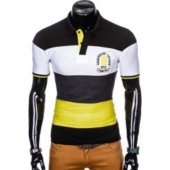 Koszulka męska polo z nadrukiem S911 - czarna. Czarne koszulki męskie Ombre Clothing, s, z nadrukiem, bez rękawów. Za 14,99 zł.