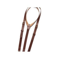 Szelki skórzane męskie "Dark brown". Pomarańczowe paski męskie Soospenders, w paski, ze skóry. Za 210,00 zł.
