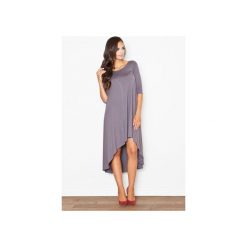 Sukienka392 Szary Wzór 3. Szare sukienki damskie FIGL, na co dzień, xl, bez wzorów, z asymetrycznym kołnierzem, bez rękawów, asymetryczne. Za 129,00 zł.